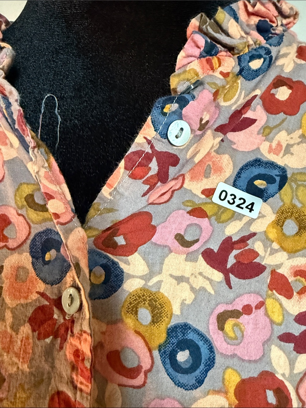 Sundance Multicolor Floral Ruffle Button-Front Blouse